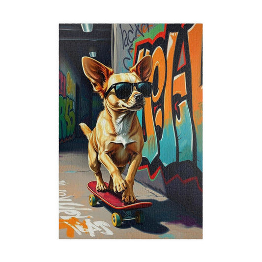 Cool Skateboarding Dog Puzzle - Pop Art Jigsaw Game, Gift for Dog Lover, Family Game Night, Indoor Activity Brain Teaser 1014 pcs (Vertical) Puzzle The Puzzle Chest