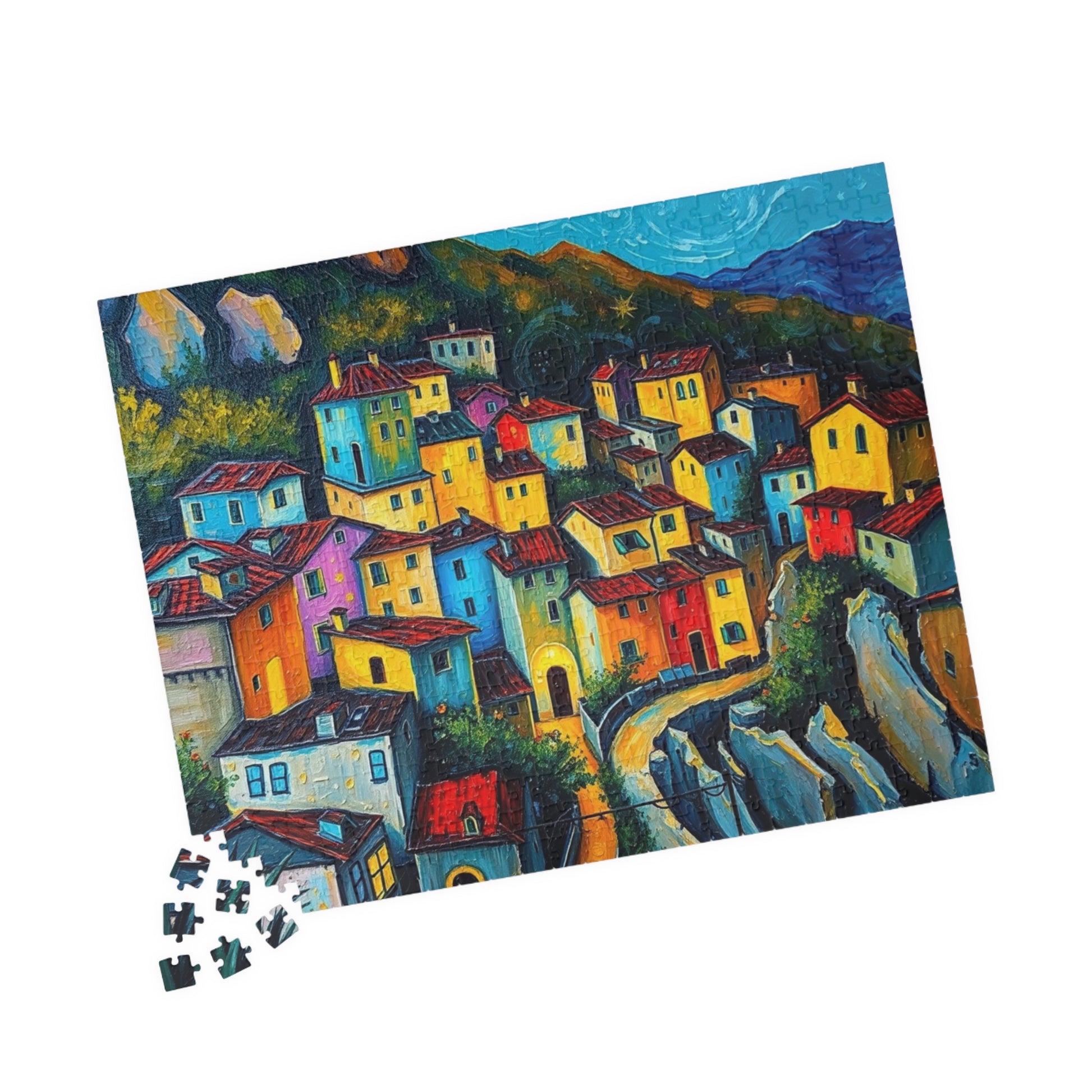 Colorful Village Art Puzzle - 110, 252, 520, 1014-piece | Perfect for Family Game Night, Gift for Art Lovers, Cozy Entertainment The Puzzle Chest