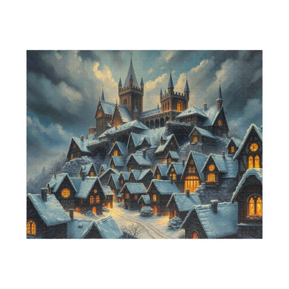 Gothic Hearths Winter Village Jigsaw Puzzle, Gothic Art Print of Enchanting Winter Castle, Puzzle Lover Gift for Dark Fantasy Enthusiasts 520 pcs (Horizontal) Puzzle The Puzzle Chest