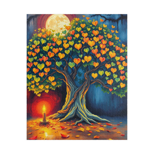Majestic Bodhi Tree Puzzle for Adults - Heart-Shaped Leaves Design, Puzzle Lover Gift for Friends, Home Entertainment, Mental Exercise 520 pcs (Vertical) Puzzle The Puzzle Chest