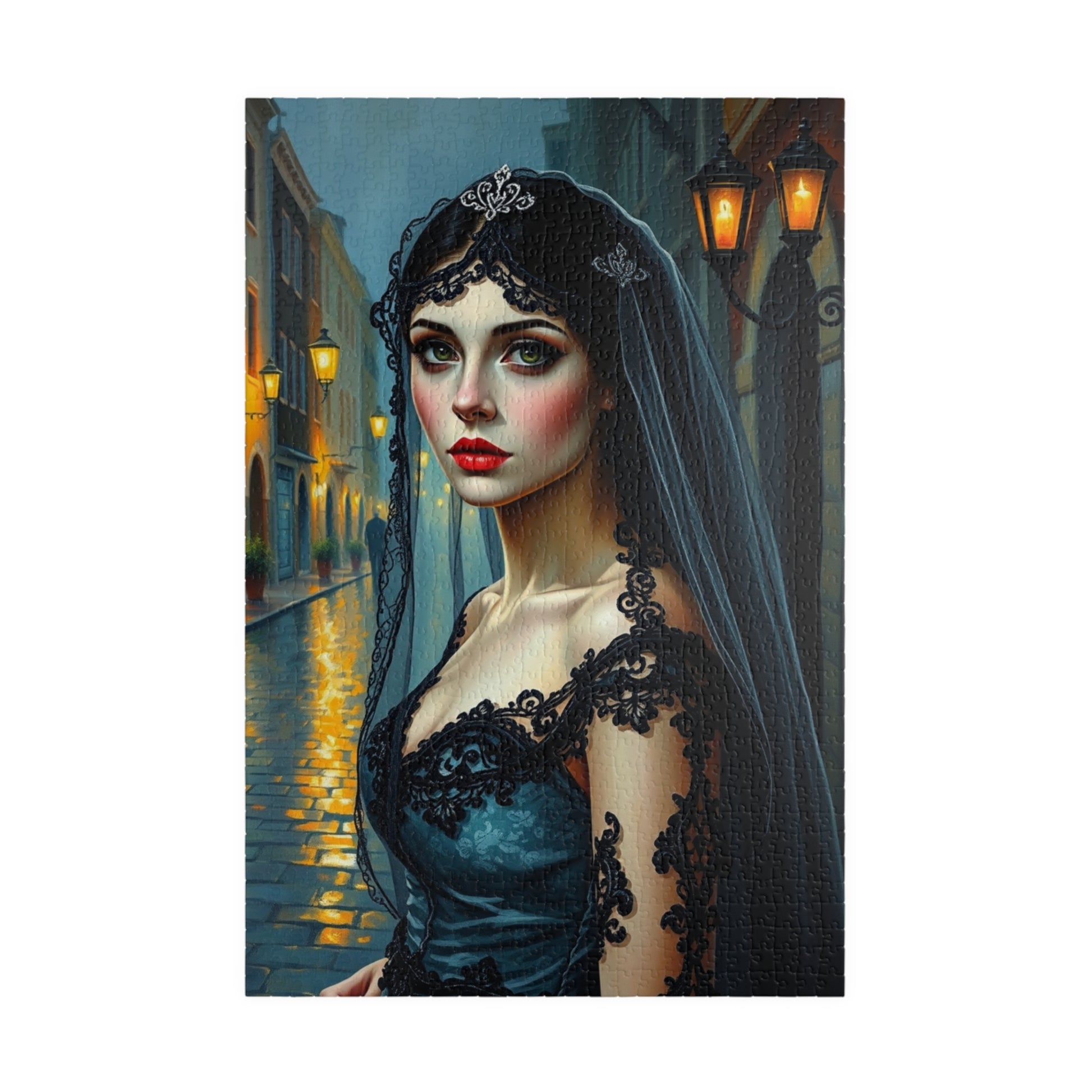 Gothic Bride Portrait Puzzle - Unique Artwork 110, 252, 520, 1014-Piece, Perfect Gift for Puzzle Lovers Dark Art Enthusiasts, Cosplay 1014 pcs (Vertical) Puzzle The Puzzle Chest