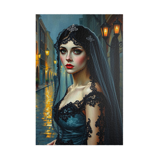 Gothic Bride Portrait Puzzle - Unique Artwork 110, 252, 520, 1014-Piece, Perfect Gift for Puzzle Lovers Dark Art Enthusiasts, Cosplay 1014 pcs (Vertical) Puzzle The Puzzle Chest