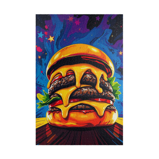 Cheesy Burger Puzzle | Fun Pop Art Jigsaw Game for Foodies, Colorful Unique Gift for Friends, Family Game Night Brain Teaser, Burger Lovers 1014 pcs (Vertical) Puzzle The Puzzle Chest