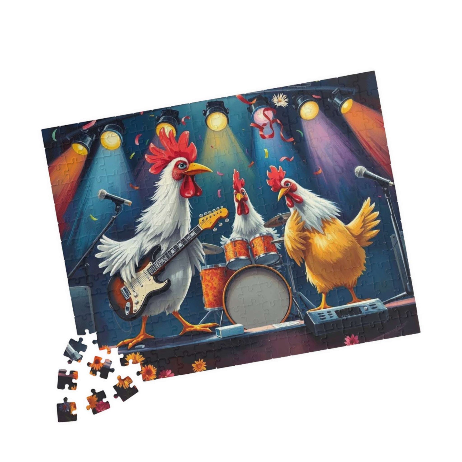Rockin' Chicken Jigsaw Puzzle - Hilarious Gift for Music Lover 252 pcs (Horizontal) Puzzle The Puzzle Chest