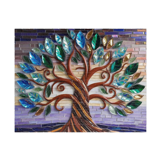 Tree of Life Mosaic Jigsaw Puzzle, Artistic Game for Puzzle Enthusiasts, Mindfulness Activity, Relaxation Gift, Stained Glass Art Home Decor 252 pcs (Horizontal) Puzzle The Puzzle Chest