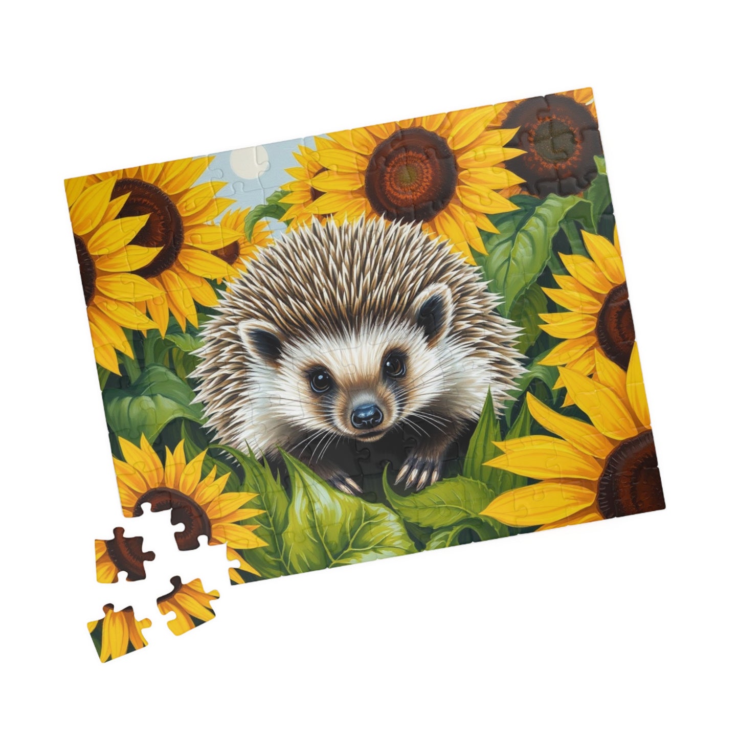 Hedgehog in Sunflowers Jigsaw Puzzle - Nature Lovers Gift, Family Activity, Mindfulness Hobby, Home Entertainment, Fun Challenge Puzzle The Puzzle Chest