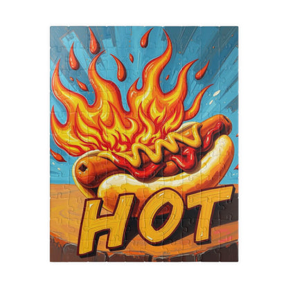 Hot Dog Puzzle - Pop Art Adult Jigsaw Game, Fun Fire Grilled 'HOT' Food Puzzle, Family Activity, Game Night, Unique Gift Idea, Brain Teaser 110 pcs (Vertical) Puzzle The Puzzle Chest