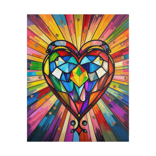 Prism of Love Jigsaw Puzzle, Stained Glass Style Art, Rainbow Colors LGBTQ+ Gift for Puzzle Lovers, Fun Family Activity, Mindful Hobby