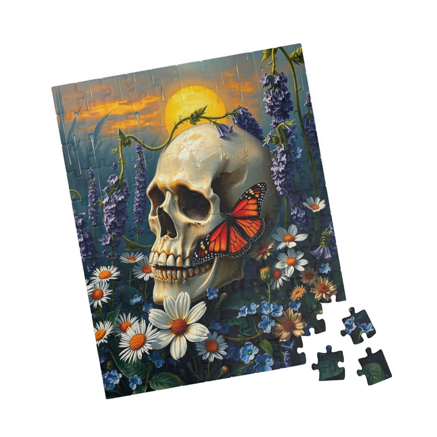 Skull and Butterfly Puzzle, Artistic Dark Art Jigsaw Puzzle for Adults, Unique Gothic Artwork Puzzle Lover Gift, Relaxing Fun Solo Activity Puzzle The Puzzle Chest