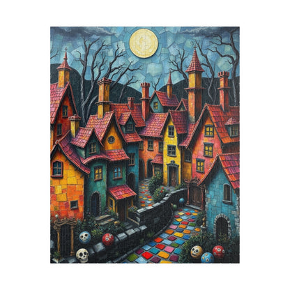 Whimsical Halloween Puzzle - 1014 Pieces, Spooky Village Artwork, Perfect for Family Game Night, Fall Celebrations, Gift for Puzzle Lovers, 520 pcs (Vertical) The Puzzle Chest