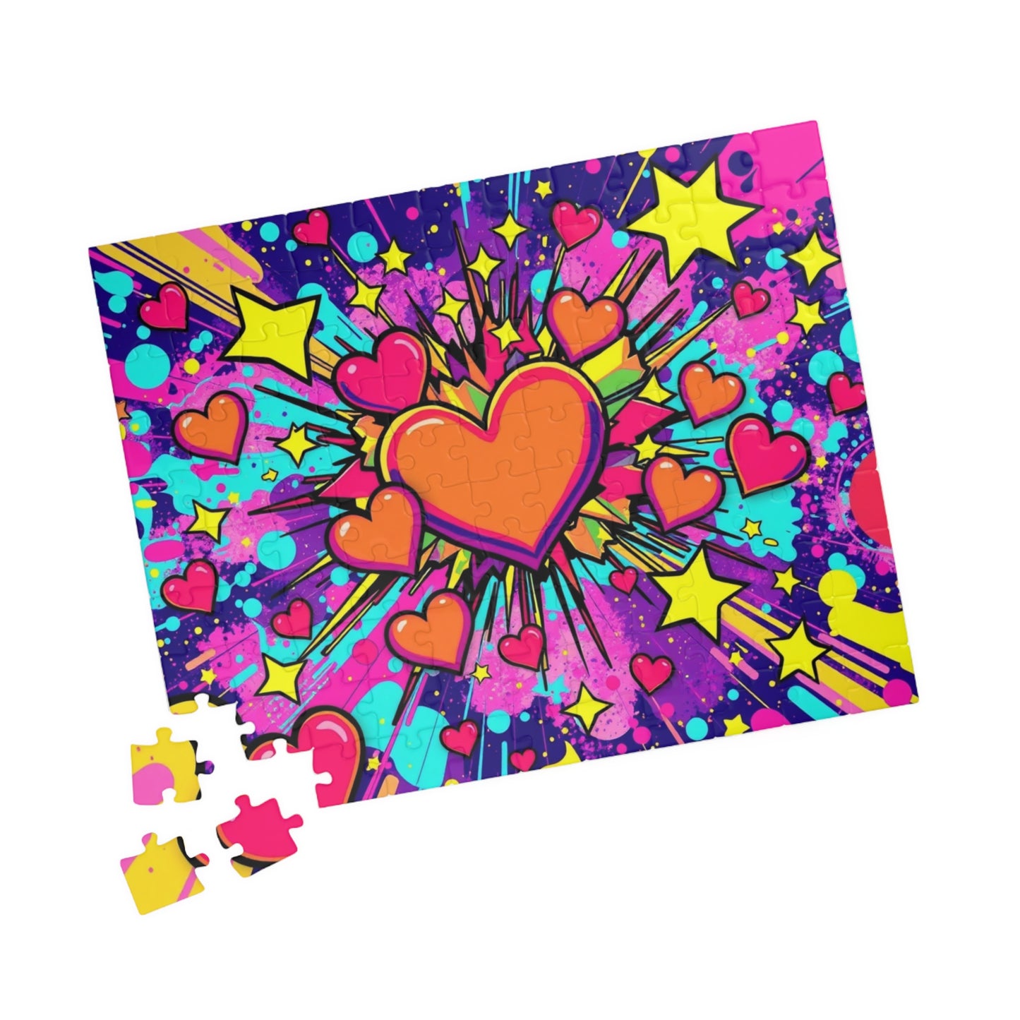 Overlapping Hearts Jigsaw Puzzle for Adults - Pop Art Design, Solo Fun or Family Activity, Puzzle Lover Gift for Friend Birthday Holiday Puzzle The Puzzle Chest