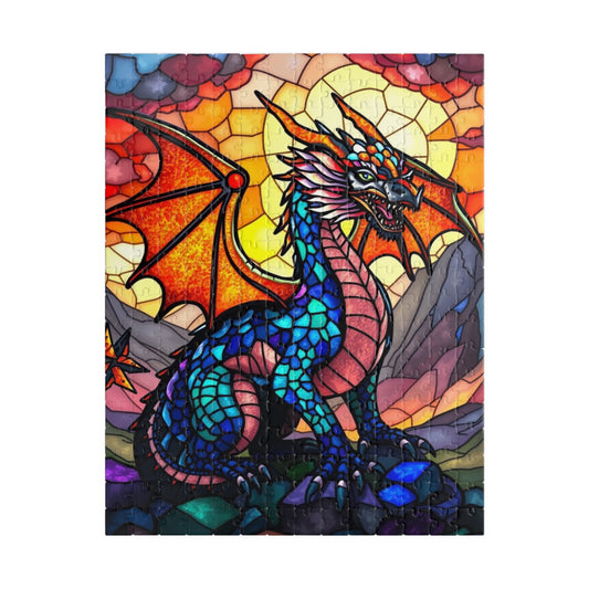 Dragon Jigsaw Puzzle - Stained Glass Style, Colorful Fantasy Art Mythical Game for Adults 252 pcs (Vertical) Puzzle The Puzzle Chest