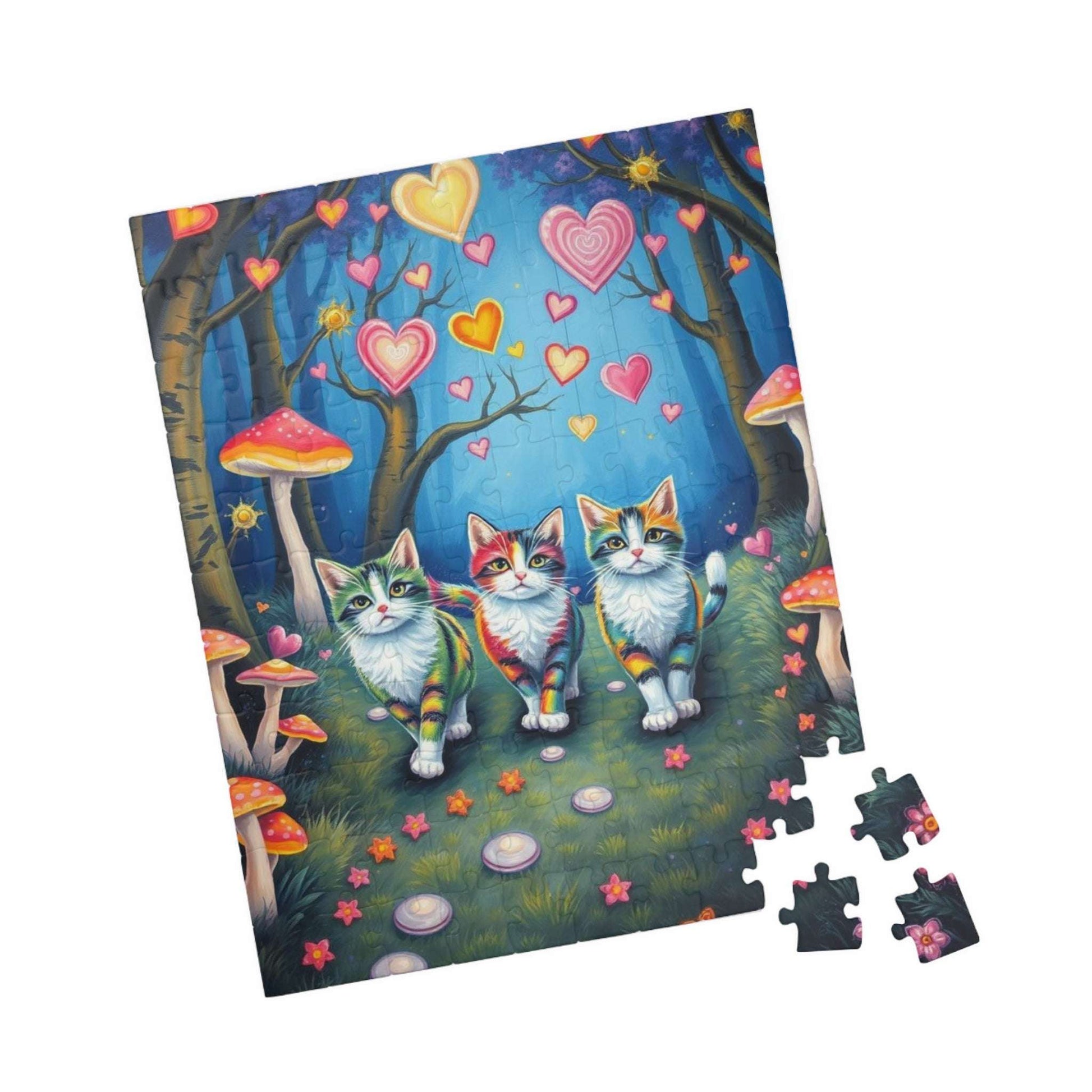 Cat Lovers Puzzle with Colorful Hearts, 110, 252, 520, 1014-Piece Jigsaw - Perfect Gift for Cat Enthusiasts, Family Game Night, Cozy [...]