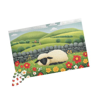 Sheep in Wildflower Meadow Puzzle | 120/252/500-Piece Jigsaw 1014 pcs (Horizontal) Puzzle The Puzzle Chest