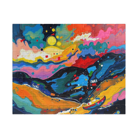 Vibrant Abstract Puzzle - Landscape Jigsaw Game for Adult, Art Therapy, Family Game Night, Home Entertainment, Brain Teaser Gift for Friends 110 pcs (Horizontal) Puzzle The Puzzle Chest