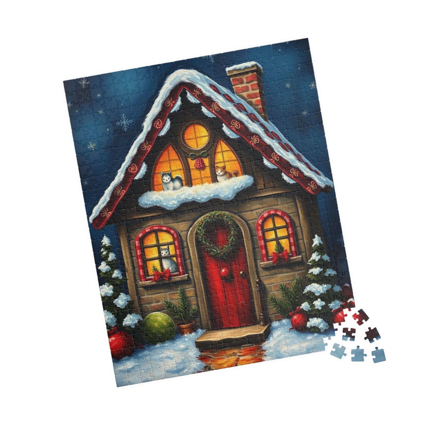 Christmas Gingerbread House Jigsaw Puzzle - Cozy Winter Scene, Best for Family Game or Solo Fun, Holiday or Birthday Gifts, Quiet Leisure Pastime 520 pcs (Vertical) Puzzle The Puzzle Chest