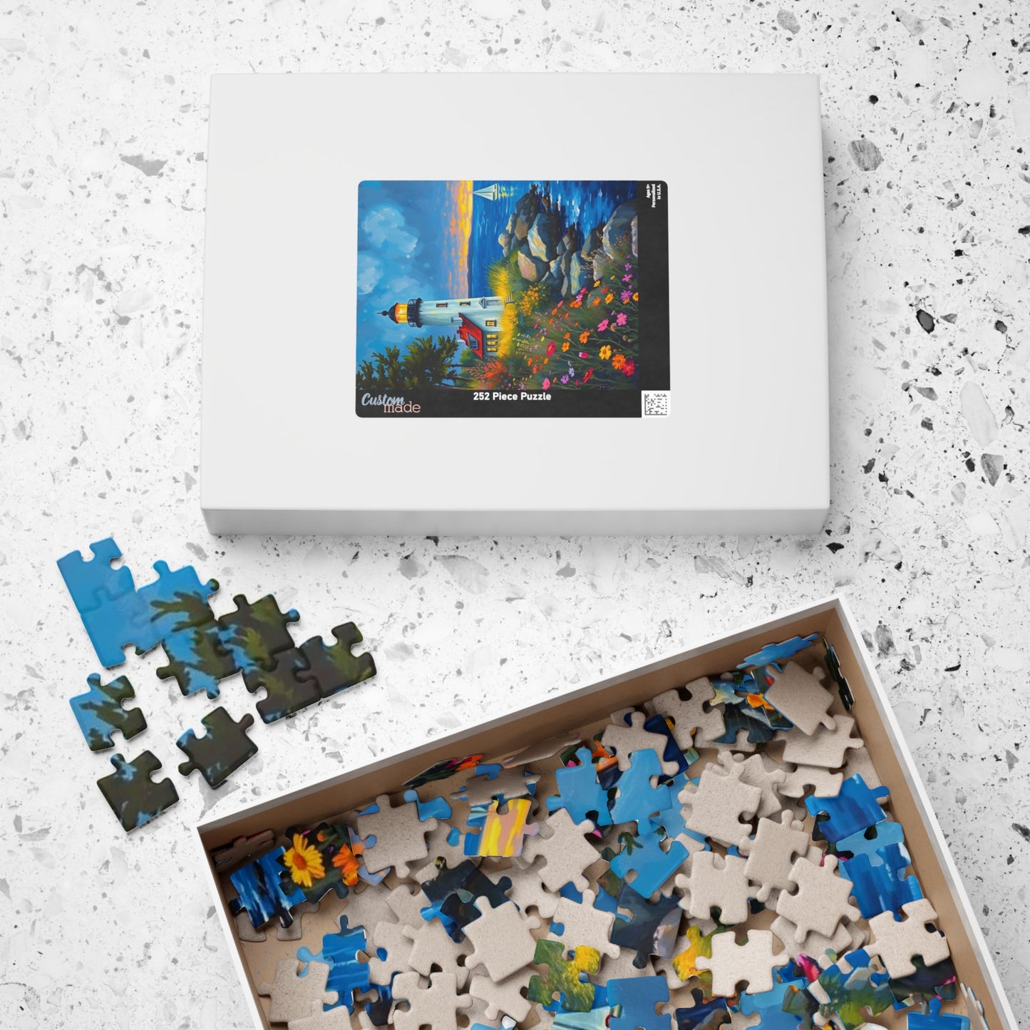 Seabreeze Beacon Jigsaw Puzzle - Coastal Lighthouse, Wildflowers and Sailboats, Family Activity Brain Teaser, Gift for Puzzle Lovers Puzzle The Puzzle Chest