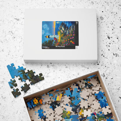 Seabreeze Beacon Jigsaw Puzzle - Coastal Lighthouse, Wildflowers and Sailboats, Family Activity Brain Teaser, Gift for Puzzle Lovers Puzzle The Puzzle Chest