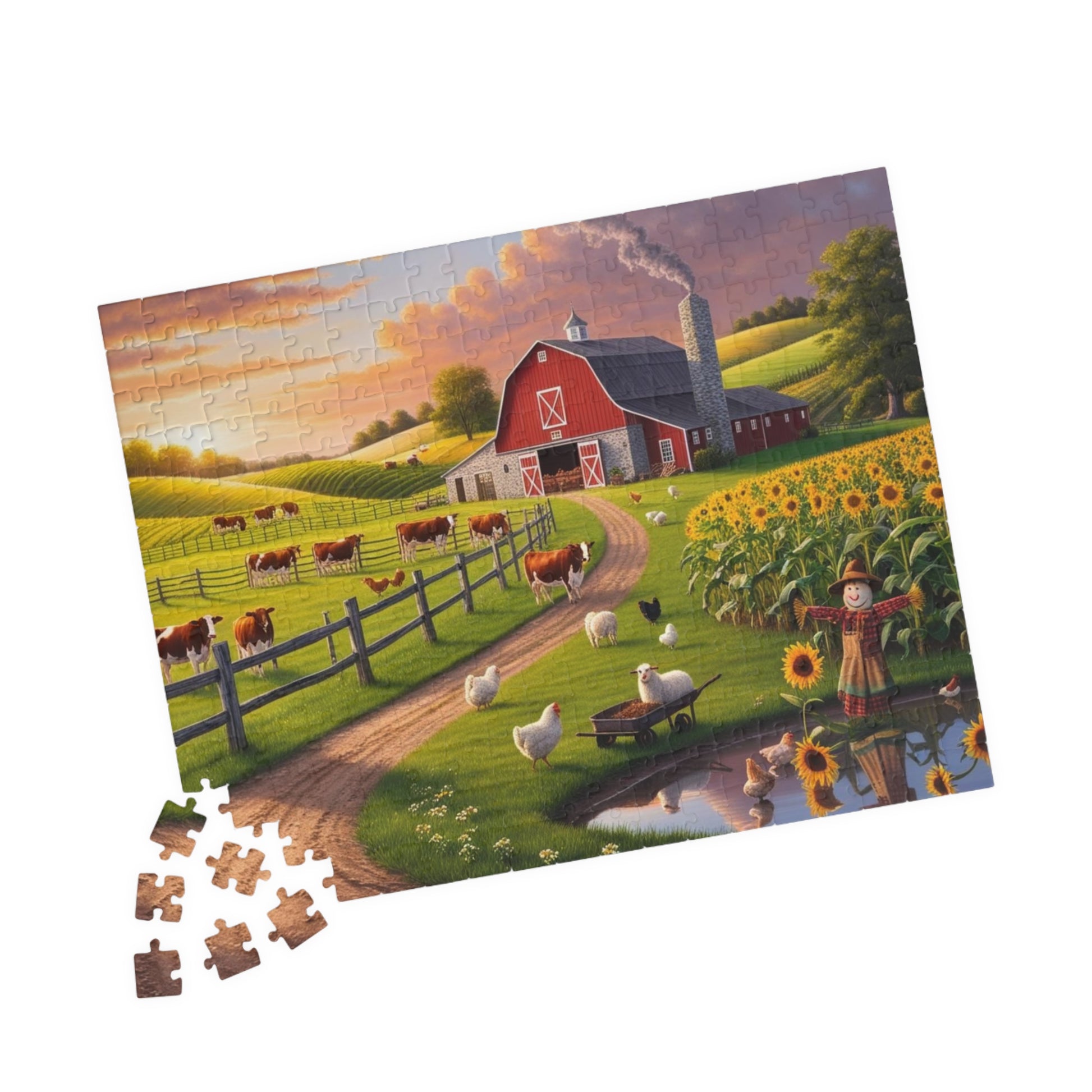 Serene Countryside Farm Puzzle, Family Fun Activity, Relaxing Gift for Puzzle Lovers, Cozy Fall Home Decor, Farmhouse Theme, Leisure Time Puzzle The Puzzle Chest