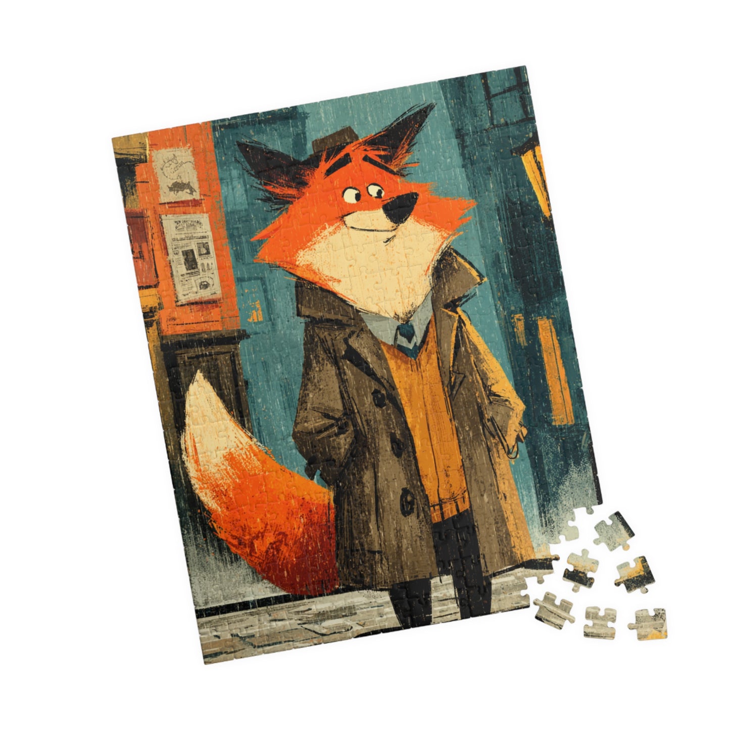 Fox Detective Jigsaw Puzzle - Animal Theme Game, Perfect for Family Fun, Gift for Kids, Cozy Nights, Game Night, Gift 252 pcs (Vertical) Puzzle The Puzzle Chest