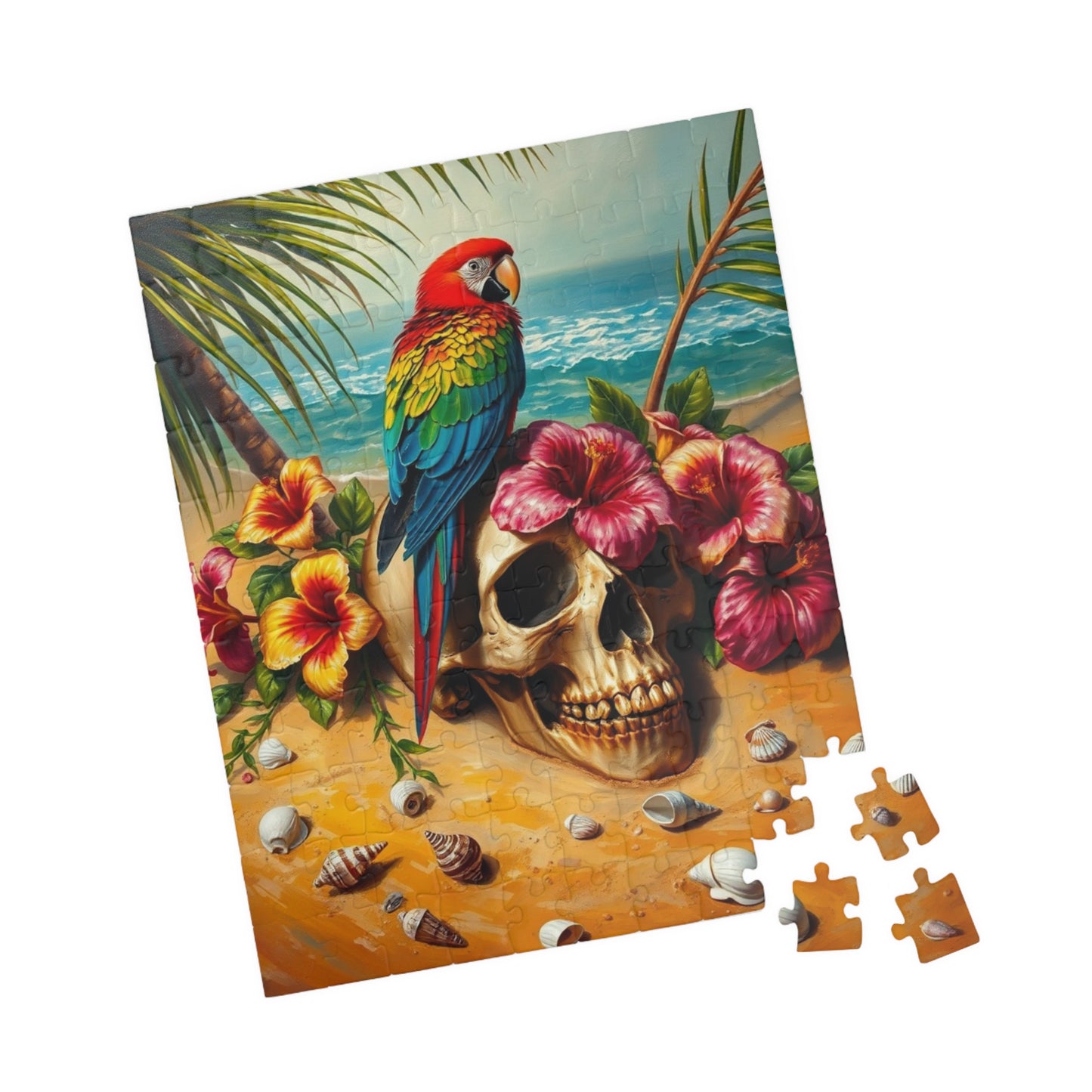 Colorful Parrot Skull Puzzle, Fun Nature Theme Jigsaw Game for Adults, Family Game Night, Beach Lover and Puzzle Enthusiast Holiday Gift Puzzle The Puzzle Chest