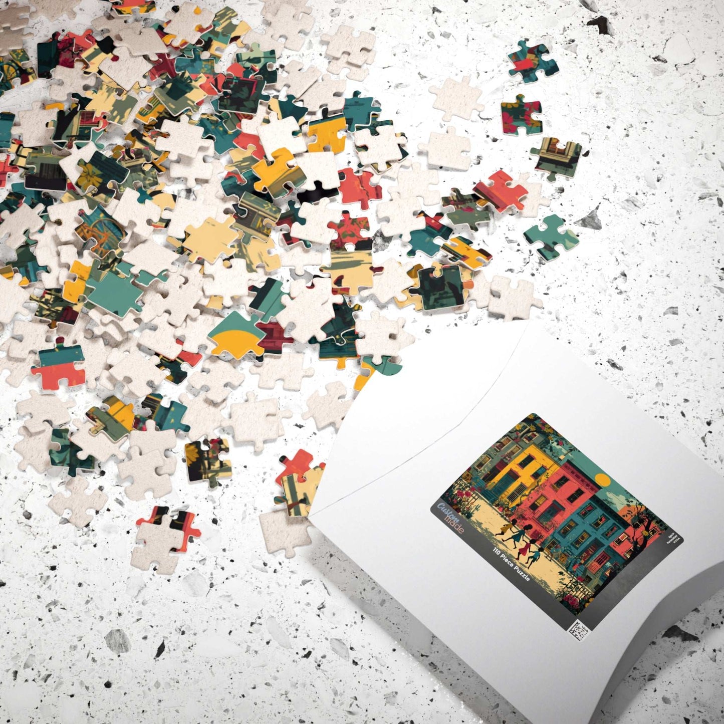 Black Children Playing Jigsaw Puzzle - Afrocentric Neighborhood Scene, Black Art Puzzle The Puzzle Chest