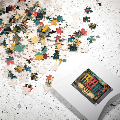 Black Children Playing Jigsaw Puzzle - Afrocentric Neighborhood Scene, Black Art Puzzle The Puzzle Chest