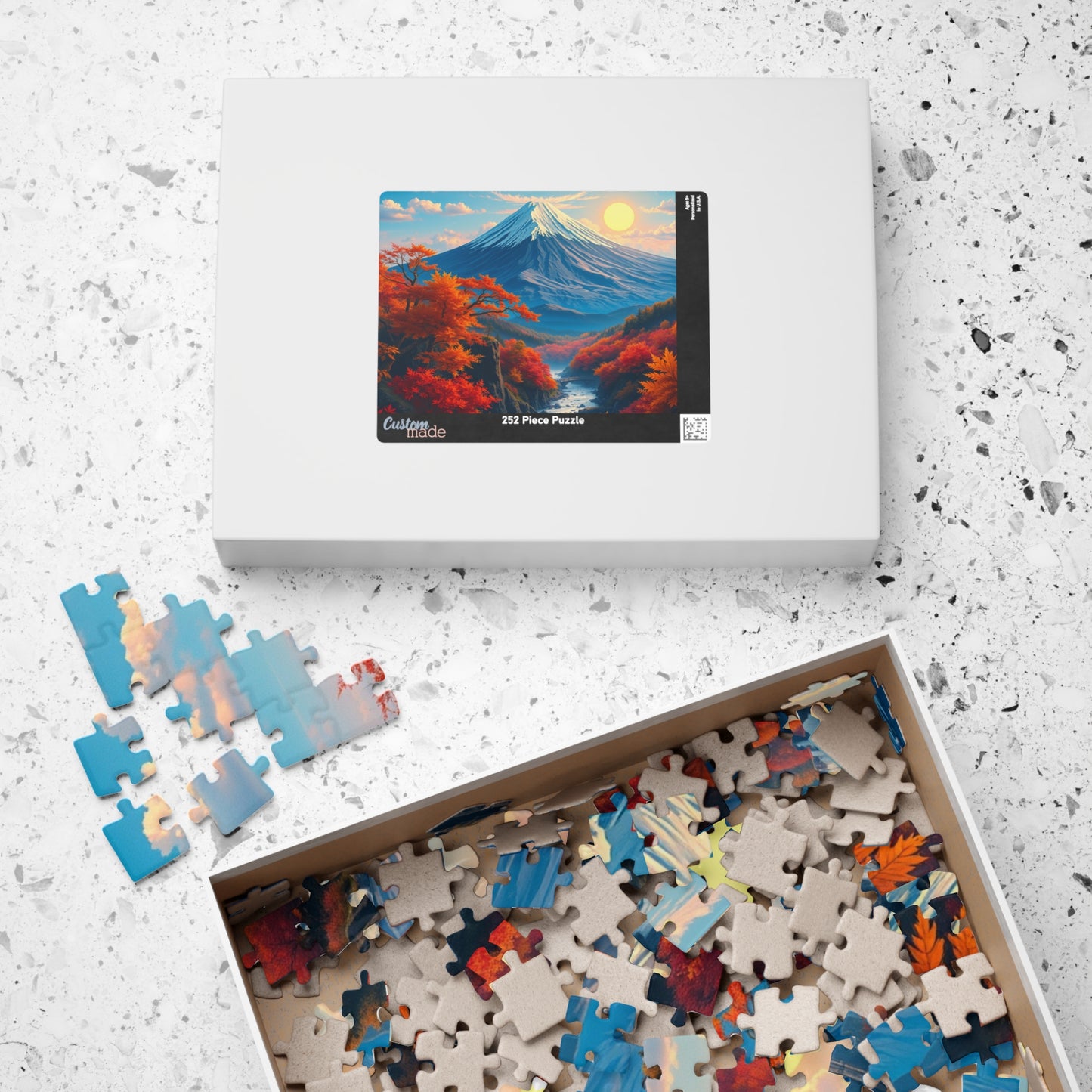 Surreal Autumn Mount Fuji Puzzle: Snow-Capped Peak and Vibrant Foliage Landscape Puzzle, Famous Landmark Jigsaw Game, Nature Lover Gift Puzzle The Puzzle Chest