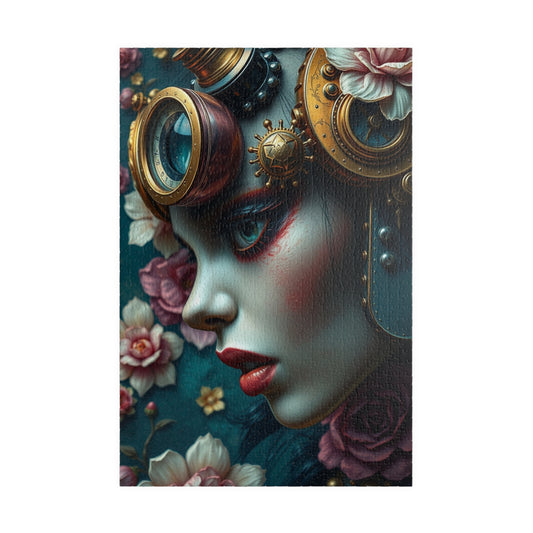 Floral Steampunk Woman Puzzle - Unique Home Decor, Mindful Activity, Gift for Puzzle Lovers, Vintage Art Puzzle, Fun Family Night 1014 pcs (Vertical) Puzzle The Puzzle Chest