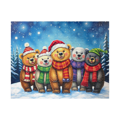 Starlit Christmas Bears Jigsaw Puzzle, Festive Bear Family Game for Holiday Fun, Birthday Gift, Cozy Nights Solo Activity, Family Game Night