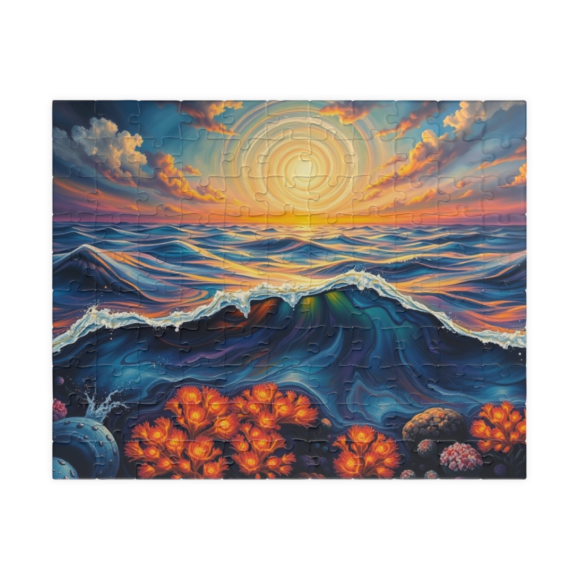Ocean Sunset Jigsaw Puzzle, 110, 252, 520, 1014-piece Landscape, Family Game Night, Gift for Beach Lover and Friends 110 pcs (Horizontal) Puzzle The Puzzle Chest