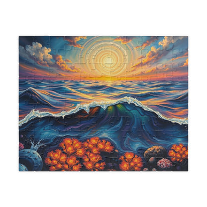 Ocean Sunset Jigsaw Puzzle, 110, 252, 520, 1014-piece Landscape, Family Game Night, Gift for Beach Lover and Friends 110 pcs (Horizontal) Puzzle The Puzzle Chest