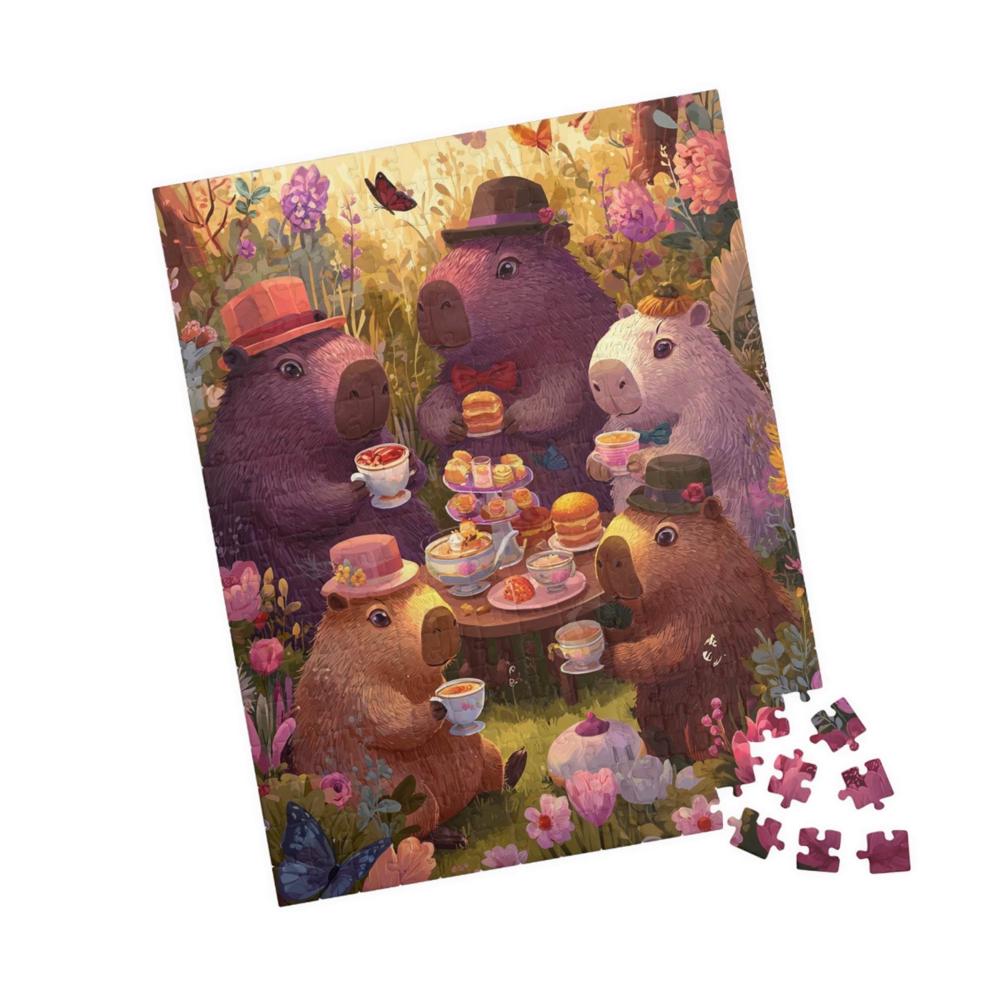 Capybara Tea Party in the Meadow Jigsaw Puzzle, Animal Themed Game for Kids and Adults 252 pcs (Vertical) Puzzle The Puzzle Chest