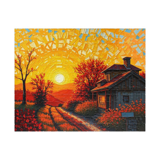 Sunset Cottage Puzzle, 110 to 1014-piece Jigsaw, Relaxing Home Entertainment, Gift for Puzzle Lover, Mindful Family Activity, Cozy Night In 252 pcs (Horizontal) Puzzle The Puzzle Chest