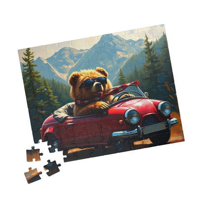 Adventurous Bear Jigsaw Puzzle for Adults, Fun Family Game Night, Mountain View Scenic Puzzle Artwork, Animal Lover Gift for Friend Puzzle The Puzzle Chest