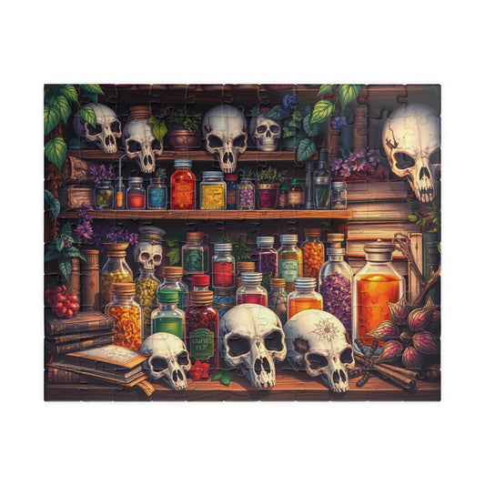 Skull Potion Shop Puzzle - Halloween Decor, Gift for Puzzle Lovers, 110 to 1014-Piece Fun, Perfect for Family Game Night, Gothic Home Decor 110 pcs (Horizontal) The Puzzle Chest