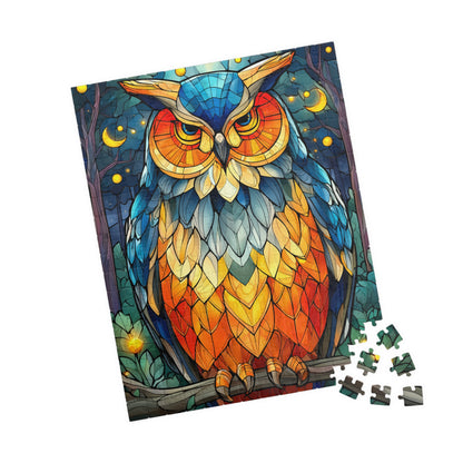 Stained Glass Style Owl Puzzle | 110/252/520/1014 Piece Colorful Owl Jigsaw 252 pcs (Vertical) Puzzle The Puzzle Chest