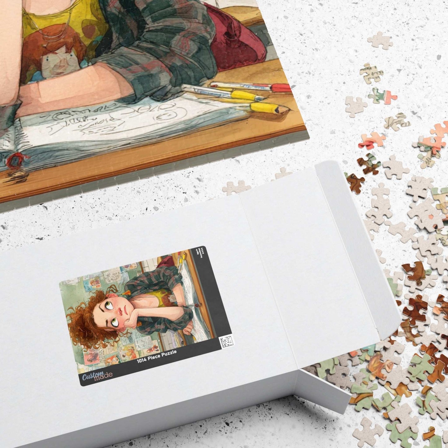 Funny Student Classroom Cartoon Puzzle - Girl at Desk with Whimsical School Background Puzzle The Puzzle Chest