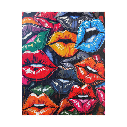 Colorful Lips Jigsaw Puzzle, Lipstick Kisses Collage, Fun Activity, Creative Hobby, Gift for Puzzle Lovers Art Enthusiast, Brain Teaser Game 520 pcs (Vertical) Puzzle The Puzzle Chest