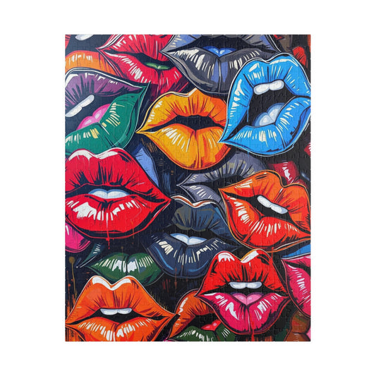 Colorful Lips Jigsaw Puzzle, Lipstick Kisses Collage, Fun Activity, Creative Hobby, Gift for Puzzle Lovers Art Enthusiast, Brain Teaser Game 520 pcs (Vertical) Puzzle The Puzzle Chest