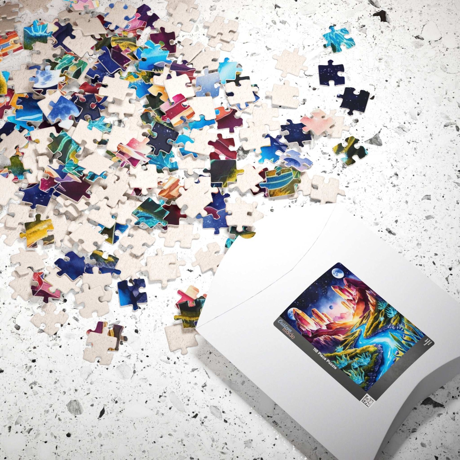 Space Puzzle - Alien Planet Landscape, Crystal Mountains, Blue Rivers, Two Moons, 520-Piece Jigsaw Game, Astronomy Gift, Galaxy Theme Puzzle The Puzzle Chest