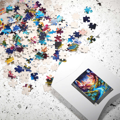 Space Puzzle - Alien Planet Landscape, Crystal Mountains, Blue Rivers, Two Moons, 520-Piece Jigsaw Game, Astronomy Gift, Galaxy Theme Puzzle The Puzzle Chest