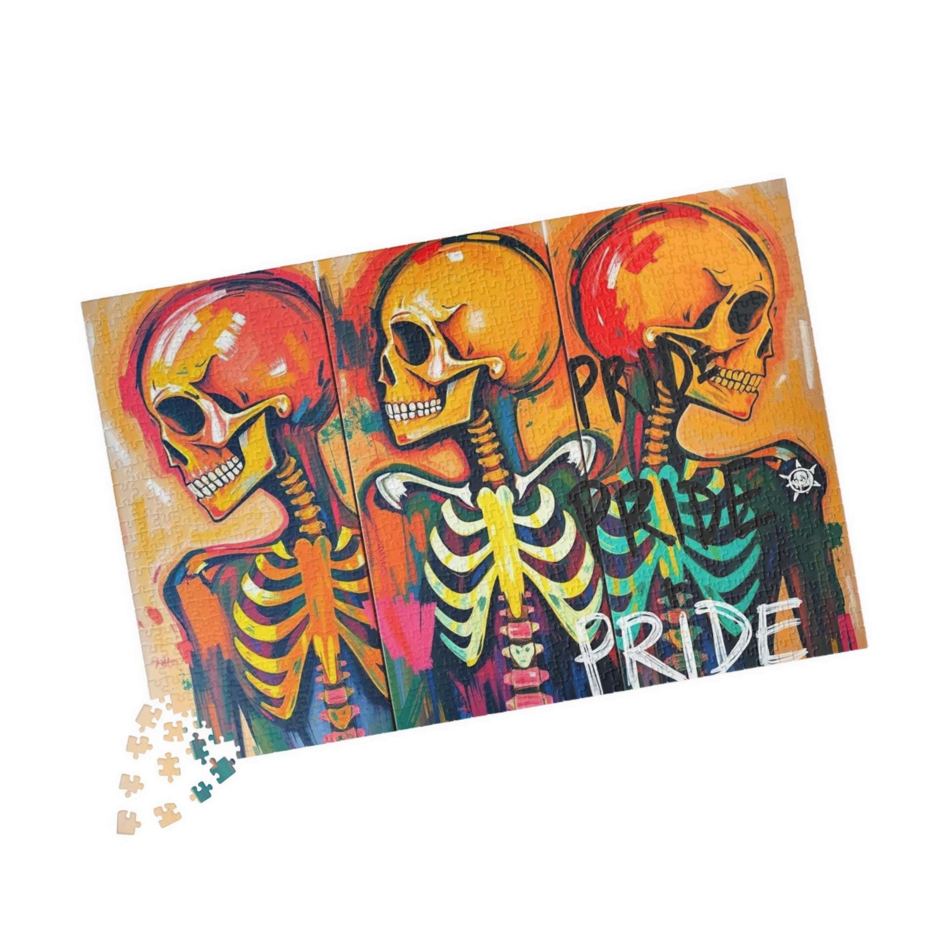 Pride Skeleton Puzzle, Colorful Puzzle for Group Fun, LGBTQ+ Gift for Birthday Holiday Pride Month, Creative Family Activity, Halloween Puzzle The Puzzle Chest
