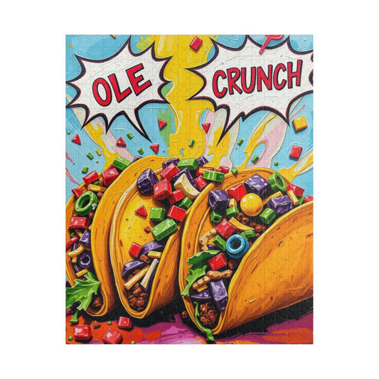 Taco Crunch Puzzle - Pop Art Jigsaw Fun Family Game, 110/252/520/1014-Piece, Vibrant Art for Food Lovers, Great Gift for Taco Tuesday 520 pcs (Vertical) Puzzle The Puzzle Chest