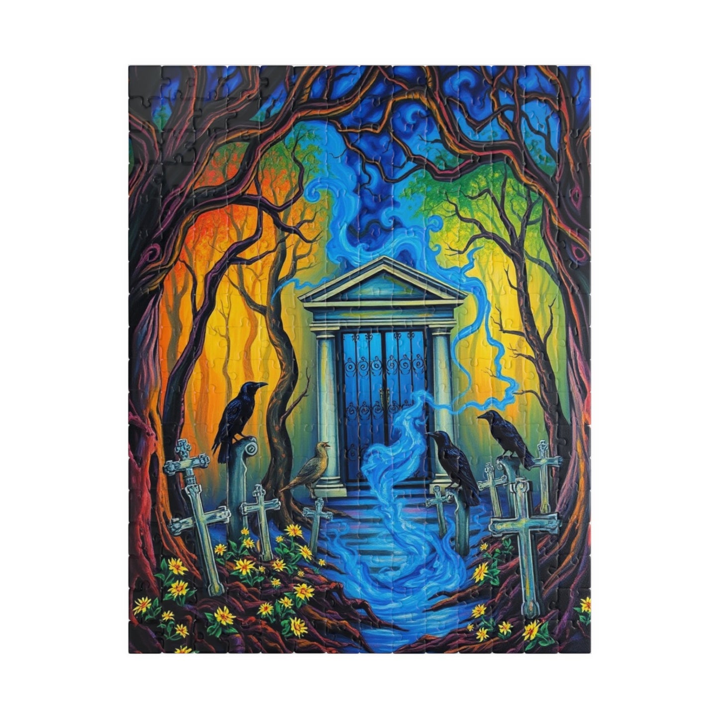 Mystical Cemetery Puzzle, Gothic Dark Fantasy Art Jigsaw Game, Unique Gift for Adult, Solo Fun, Brain Teaser, Quiet Pastime Holiday Activity 252 pcs (Vertical) Puzzle The Puzzle Chest