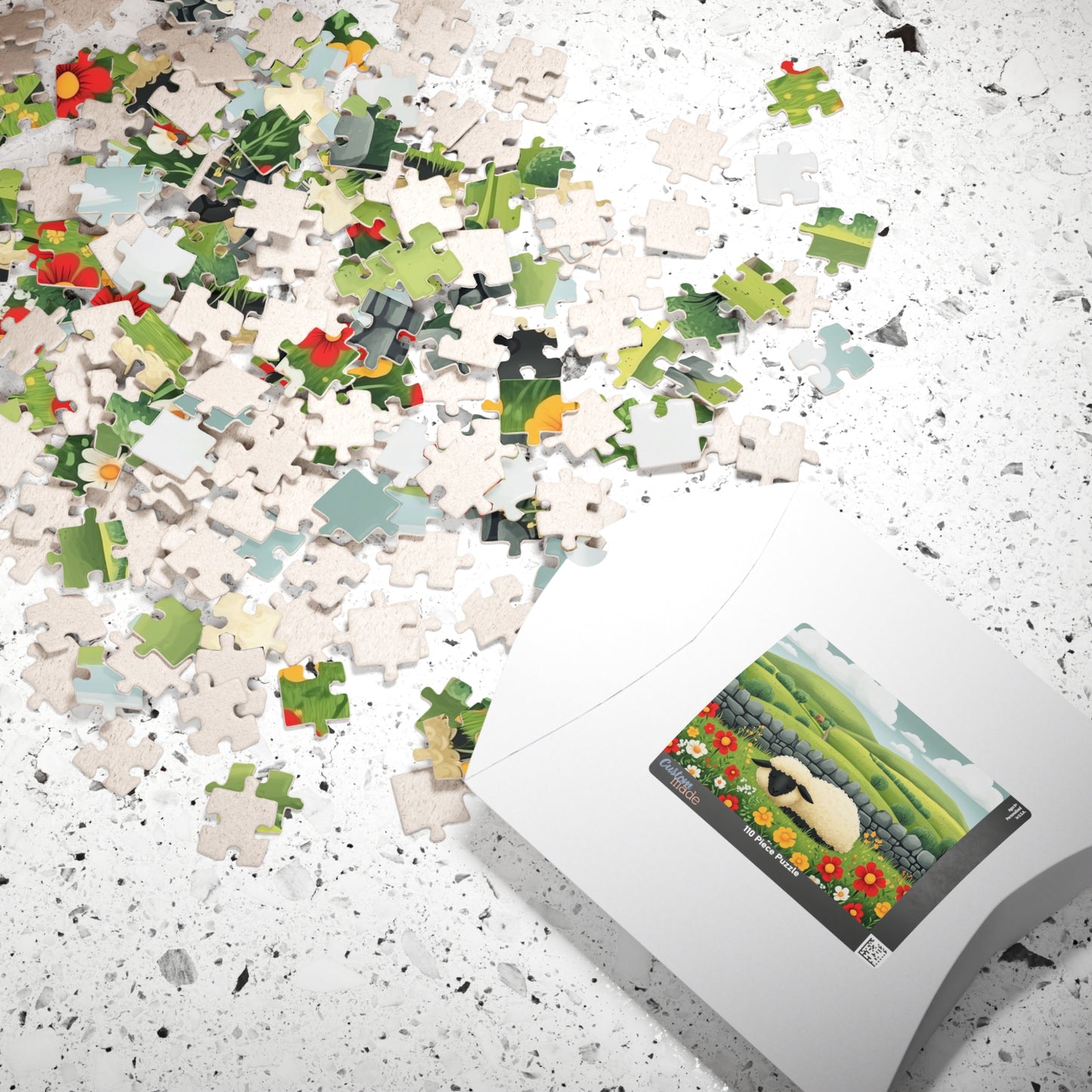 Sheep in Wildflower Meadow Puzzle | 120/252/500-Piece Jigsaw Puzzle The Puzzle Chest