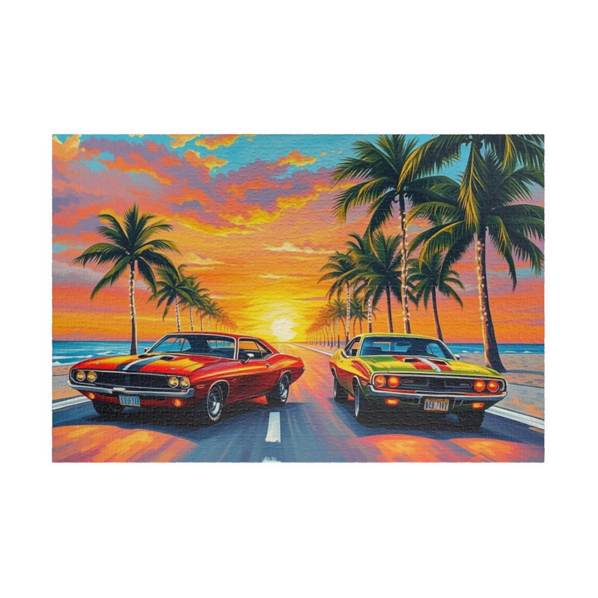Vintage Car Puzzle: Retro Sunset Vibes, Nostalgic Holiday Birthday Gift for Friend Puzzle Lover, Family Fun Activity, Mindful Home Entertainment 1014 pcs (Horizontal) Puzzle The Puzzle Chest