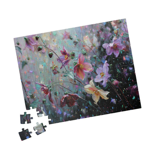 Abstract Wildflower Jigsaw Puzzle - Ethereal Garden in Motion
