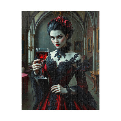 Gothic Vampire Countess Jigsaw Puzzle, Victorian Lady in a Candlelit Castle Ballroom, Dark Fantasy Haunted Mansion Theme, Horror Lover Gift 252 pcs (Vertical) Puzzle The Puzzle Chest
