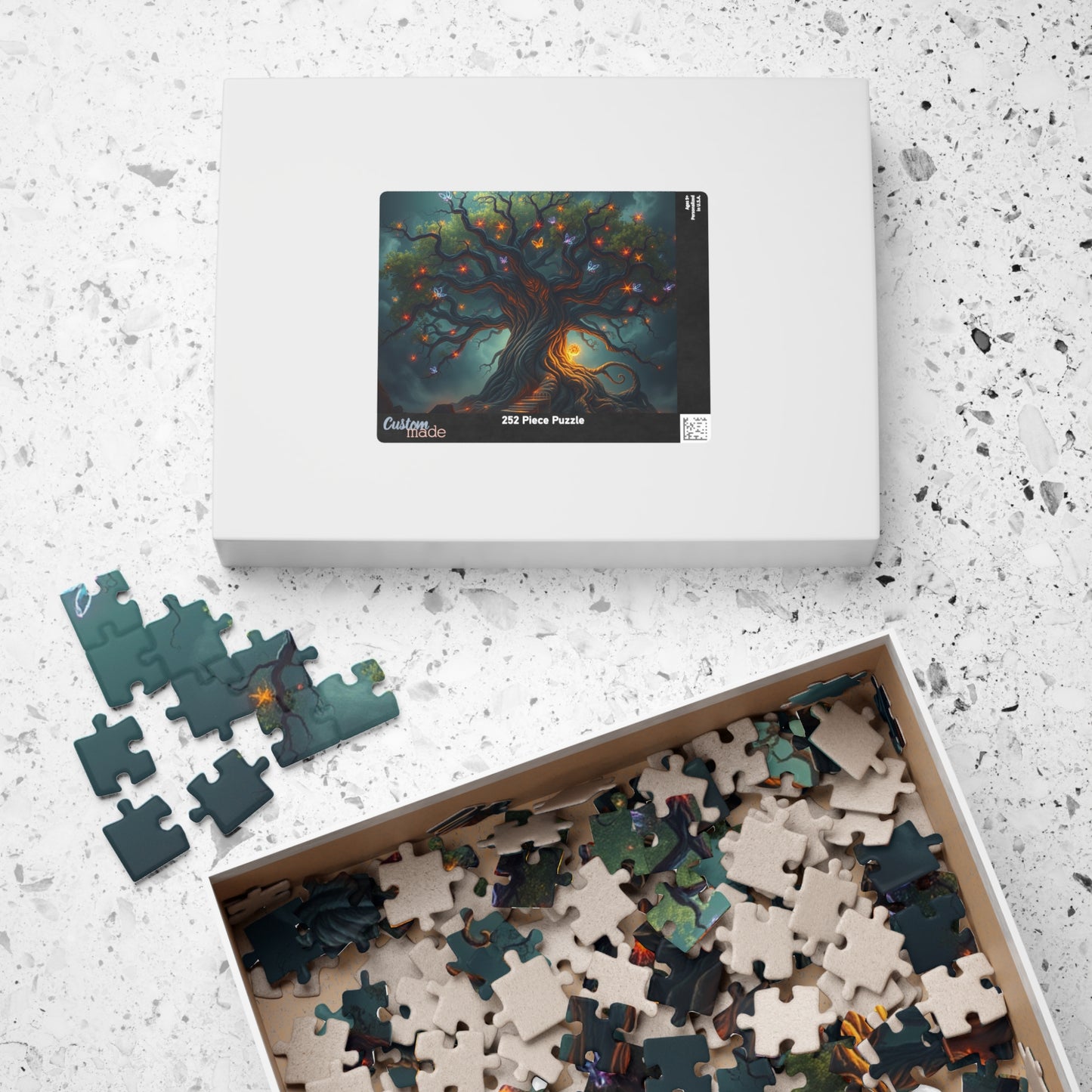 Gothic Jigsaw Puzzle, Ancient Tree with Neon Vines, Fantasy Dark Art Puzzle for Adult, Gift for Puzzle Lover Art Enthusiast Present, Unique Puzzle The Puzzle Chest